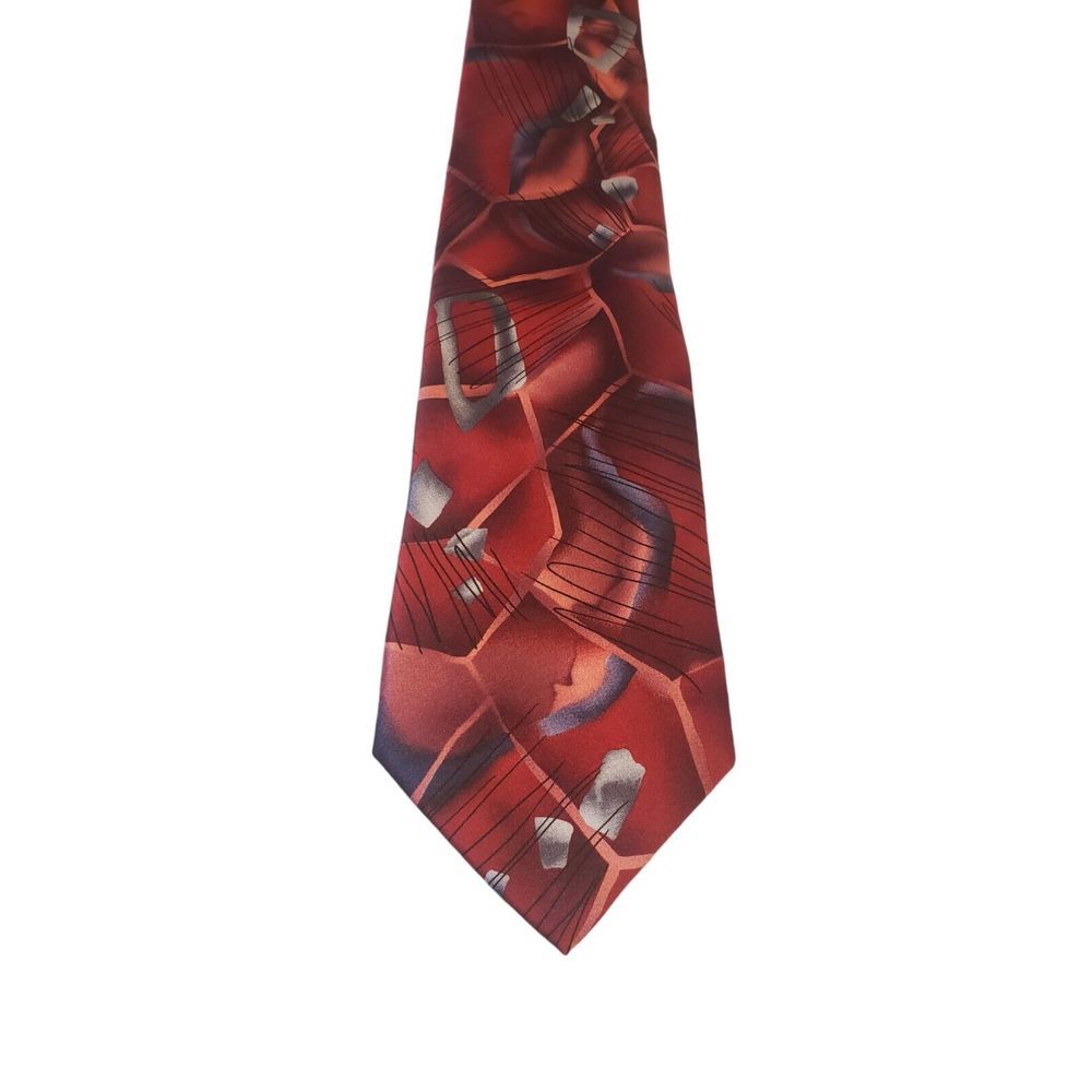 J Garcia Neck Tie‎ Mens 'Sun Movement' Collection 56 Silk Red Abstract Artwear